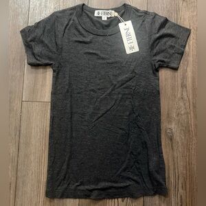 Eterne Butter Rib XS USA Made Charcoal Crewneck Tee NWT Rayon Spandex Blend